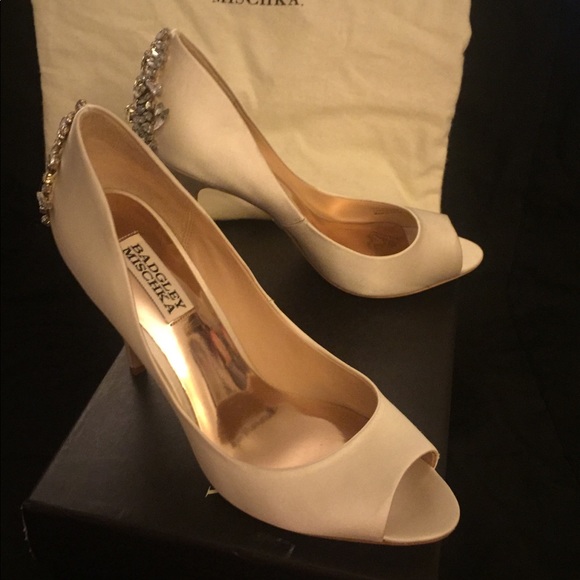 Badgley Mischka Rhinestone Ivory Hard 2 find PUMPS - Picture 3 of 8